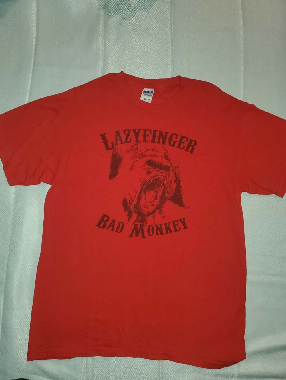 Gildan Red Lazyfinger Bad Monkey Graphic Tee